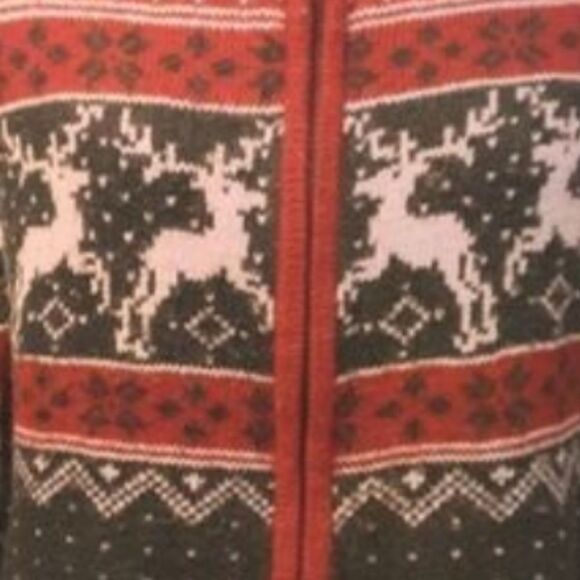 Vintage Croft & Barrow Sweater Nordic Christmas Zippered Roomy Red Green Sz M - Picture 8 of 11